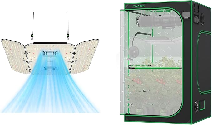 VIVOSUN AeroLight Wing AW400SE and P448 48×48×80 PRO Grow Tent with Thick 1 inch Poles Strengthened High Reflective Mylar Oxford Fabric Extra Hanging Bars &amp High CFM Kit