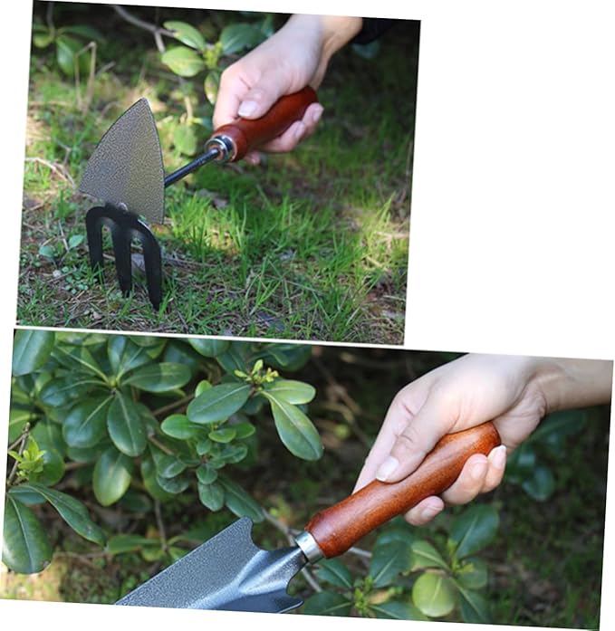 Garden Tools Set Mini Iron Spade with Wooden Handle 4pcs Thickened Planting Shovel for Gardening and Potting