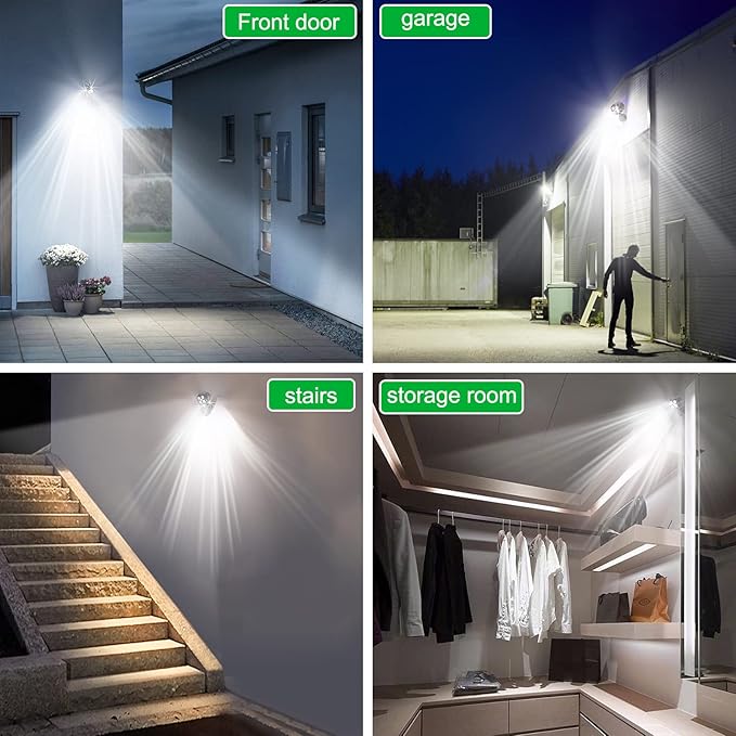 Motion Sensor Outdoor Lights Battery Motion Sensor Light Outdoor 6000K LED Spotlight Outdoor 8W 600 LM Security Lights for Outside Garage and Yard 2 Packs