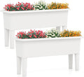 Giantex Raised Garden Beds Outdoor Set of 2 Self-Watering Planter Box with Detachable Legs &amp Drainage Hole Outdoor Raised Container for Vegetable Fruit Herbs 31.5”Lx12”Wx16”H Easy Assembly (Wh