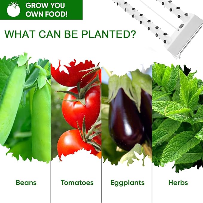 Hydroponics Growing System 56 Plants Indoor Hydroponic Tower Vertical Farming Tower with Pump and Wheels Hydroponic Germination Kit for Gardening Lover White