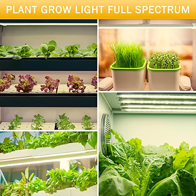 LED Plant Grow Light Strip Full Spectrum Indoor Plant Grow Light with Auto On/Off 3H/9H/12H Timer 192 LEDs / 4 Levels Dimmable for Hydroponics Seedlings Succulents etc. (4 Pack)