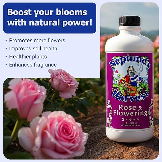 Neptune's Harvest Organic Plant Fertilizer | Liquid Fertilizer for Lawn Garden &amp Houseplant | Rich in Essential Nutrients | Tomato &amp Veg 2-4-2 (Pint) + Rose &amp Flowering Plant Food 2-6-4 (