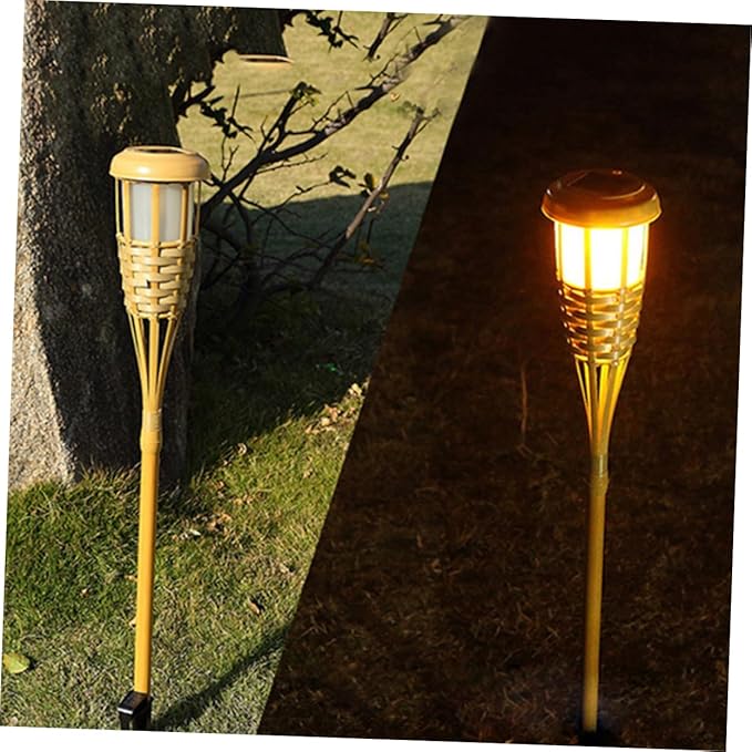TEHAUX 2Pcs Solar Torch Lights for Outdoor Garden Warm Light Landscape Pathway Solar Spike Spotlights for Courtyard and Park Lighting