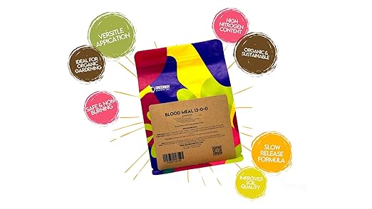 Greenway Biotech Inc. Blood Meal 13-0-0 for Flowers Fruits Vegetables Plants- Nitrogen Fertilizer Plant Food for Home Gardening - 17 Pounds