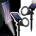 Solar Spotlights Outdoor Ground Spot Light for Flag Pole Bright 7-LED Dusk-to-Dawn Waterproof Landscape Flagpole Lights 2-in-1 Adjustable Solar Powered Lighting for Tree Garden Yard (2 Pack White)