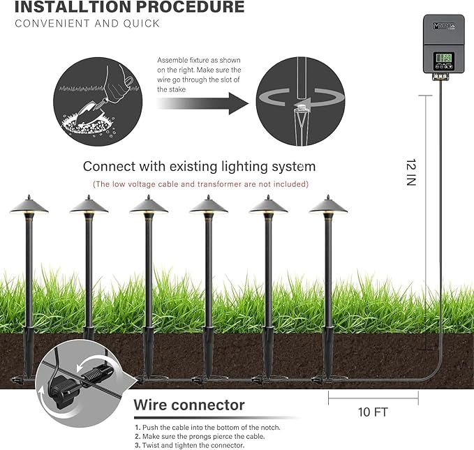 VENUS MANUFACTURING 6 Pack Low Voltage Landscape Spotlight 3W LED &amp 1.2W LED Outdoor Low Voltage Path Lights 2700K Warm White 40 Lumen 6Pack