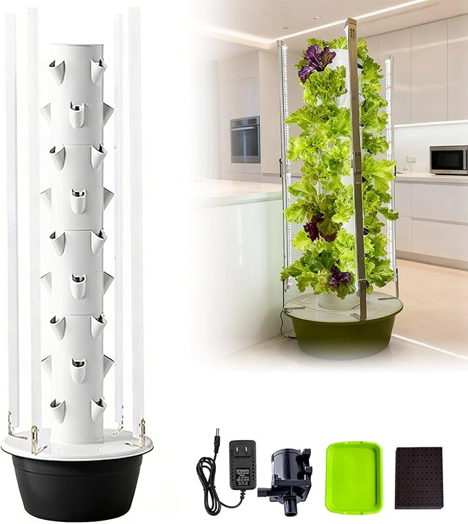Hydroponics Growing System 9 Layer 36 Pods Intelligent Timer 30L Vertical Hydroponic Save Water &amp Electricity for HerbsVegetablesFruitTomatoPepperCucumber Black-IndoorWithLEDLight