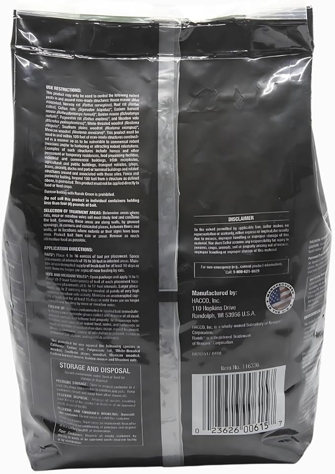 Neogen Ramik Green Fish Flavored Weather Resistant Rodenticide Nuggets4 lb Bag (00615)(Pack of 4)