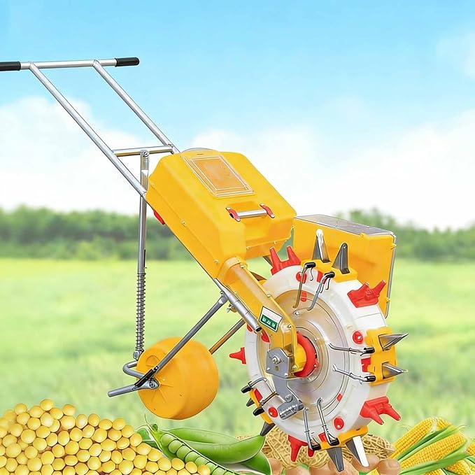 Garden Push Seeder Planter Precision Handheld Seeding Machine Single-Wheel Row Planter Hand-Push Roller Seeder for Corn Soy Peanut Soybean Peanut