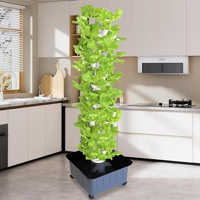 45 Pots Vertical Hydroponic Tower Soilless Cultivation Hydroponic Garden Tower Hydroponic Growing System Kit Vertical Garden Planter for Gardening Lovers