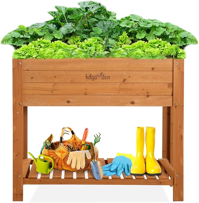 Raised Garden Bed Wood Planter Box Outdoor Wooden Elevated Planters Raised Beds with Legs for Vegetable Flower Herb 39.37x15.75x33H Standing Gardening Box with Liner for Backyard Patio Deck