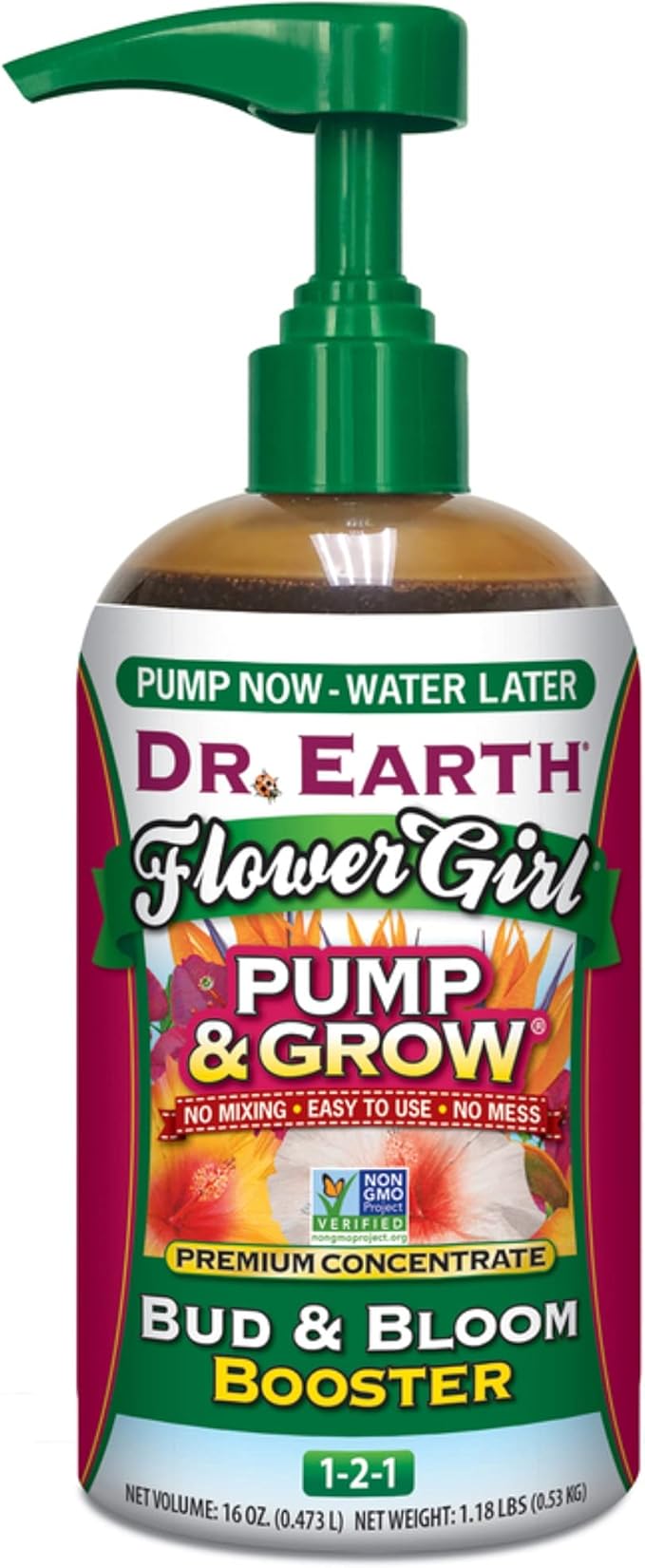 Dr. Earth Organic &amp Natural Pump &amp Grow Flower Girl Bud &amp Bloom Booster 16 Magenta