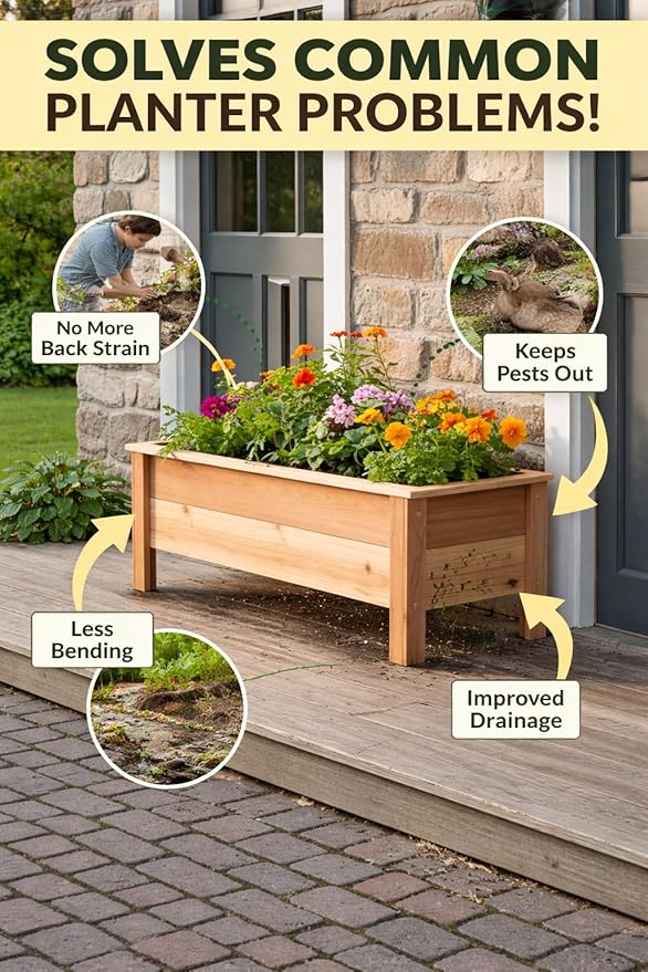 Personalized Cedar Raised Planter Box – Custom Plaque Plate Engraved Garden Bed for Vegetables &amp Flowers Handmade in USA