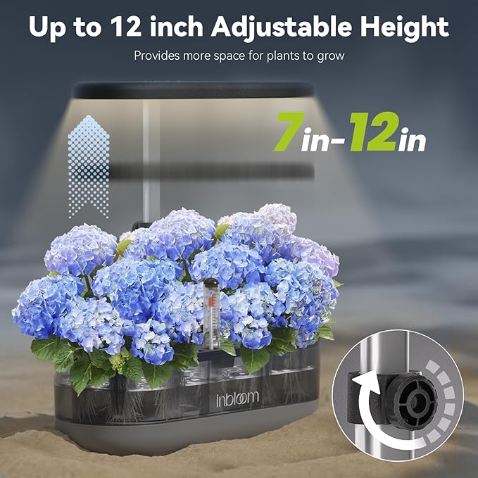 inbloom 12 Pods Hydroponics Growing System Transparent Black and 20 Pcs Grow Baskets 20 Pcs Grow Domes 48 Pcs Grow Labels