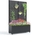 Garvee Metal Raised Garden Bed with Trellis and Wheels 71x47x16 Metal Planter Box with Trellis Privacy Screen for Climbing Plants Vegetable Vines Drainage Holes 15.8 Deep Planting BedBlack