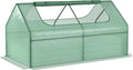 Generic 6' x 3' Galvanized Raised Garden Bed with Mini PE Greenhouse Cover Outdoor Metal Planter Box with 2 Roll Up Windows for Growing Flowers Fruits Vegetables and Herbs Light Gray