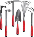 FLORA GUARD 6-Piece Garden Tool Set Heavy Duty Gardening Hand ToolsIncludes Trowel Rake 2-in-1 Hoe &amp Crack Weeder Durable Yard Gardening Tools Ideal Gardening Gift for Men &amp Women