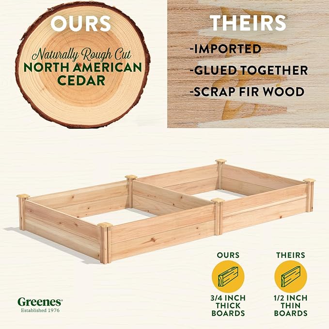 Greenes Fence Premium Cedar Raised Garden Bed 36 x 72 x 11 (3/4 Thick) - Made in USA with North American Cedar