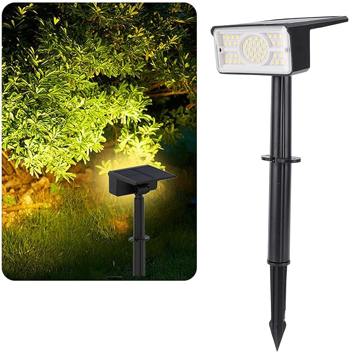 Outdoor Waterproof Spotlights 49 LEDs Solar Landscape Light - Bright Illumination IP65 Weather Ideal for Garden Yard Lawn (Warm Light)