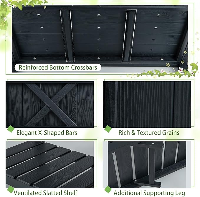 Raised Garden Bed with Legs HIPS Elevated Planter Box with Drainage Holes &amp Storage Shelf Standing Garden Box for Backyard Patio Balcony Deck Terrace (Black 34” x 18” x 29”)