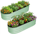 4.5x2x1FT Galvanized Raised Garden Beds Large Raised Beds for Gardening Above Ground Garden Bed Outdoor Metal Planter Boxes Outdoor for Vegetables Flowers Fruits Olive Green 2 Pcs