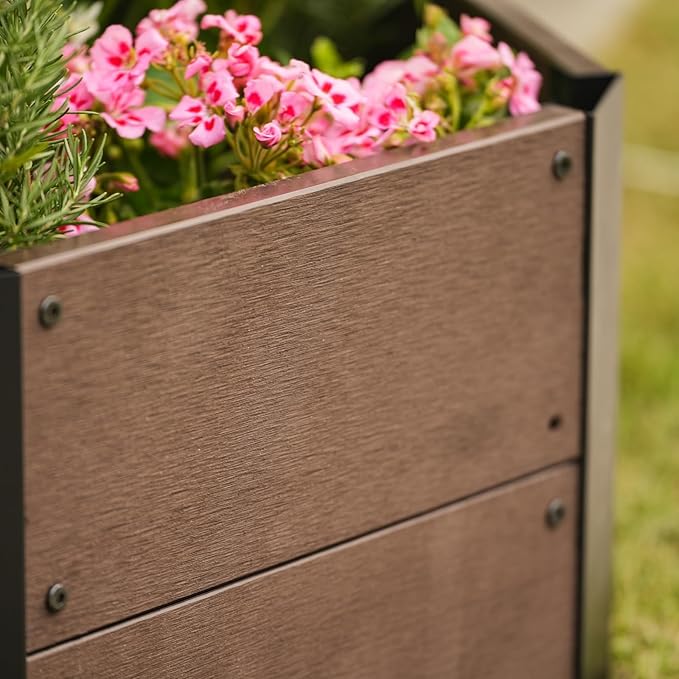 Hexagonal Raised Garden Bed Kit Wood Plastic Composite Planter Box for Vegetables Flowers 11.8 Deep Planting Garden Beds for Patio Yard Balcony 80x80x30cm