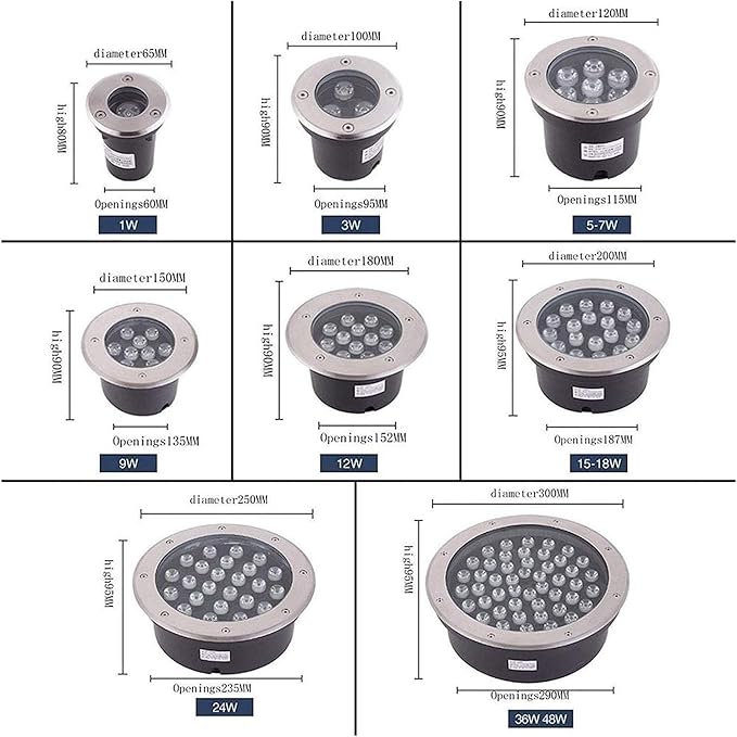 Ground Led Landscape Lamp - Outdoor Buried Lights Ip67 Waterproof Recessed Led Spotlight Outdoor Led Ground Floodlights Round Recessed Lawn Light Underground Light L-Warm Light-1 W