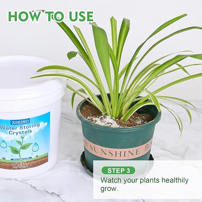 XSEINO 5LB Water Storing Crystals for Plants Water Gel Solves Plant Over-Watering and Drought Problems Keeps The Soil Moist Small Water Storing Polymer Crystals for Plants