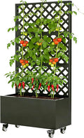 Metal Planter Box with Trellis Privacy Screen Raised Garden Bed with Trellis for Climbing Plants Outdoor Flowers Vegetables Tomato Planter Tomato cage Privacy Planters for Patio(72x 36x 16)