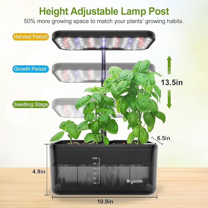 Indoor Herb Garden Kit Hydroponic Growing System with LED Grow Light Quiet Water Pump for Home Kitchen Office Healthy Fresh Herbs Vegetables Gift Ideas for Women Men