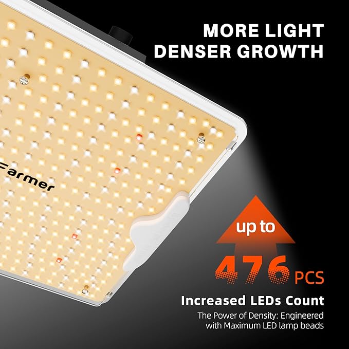 Spider Farmer Upgraded SF1000D 100W LED Grow Light Dimmable &amp Full Spectrum New-Gen High-Performance Diodes &amp Enhanced PPFD for Indoor Plants Veg/Bloom Hanging Growing Lamp in 2x2 Grow Tent