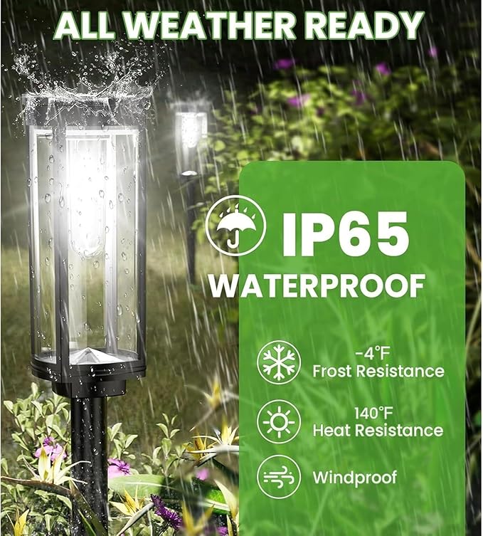 10W Solar Garden Stake Wusi Light –Weatherproo Square Tungsten Lawn Lights for Outdoor Pathway Lighting No Wires Required with Automatic Night Activation(1PCS)