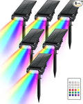 RGB Christmas Solar Spot Lights Outdoor 12 RGB Color Modes Landscape Light Waterproof IP67 with Remote Control 2-in-1 Color Changing RGB/Cool/Warm White for Yard Garden Garden (6 Pack)