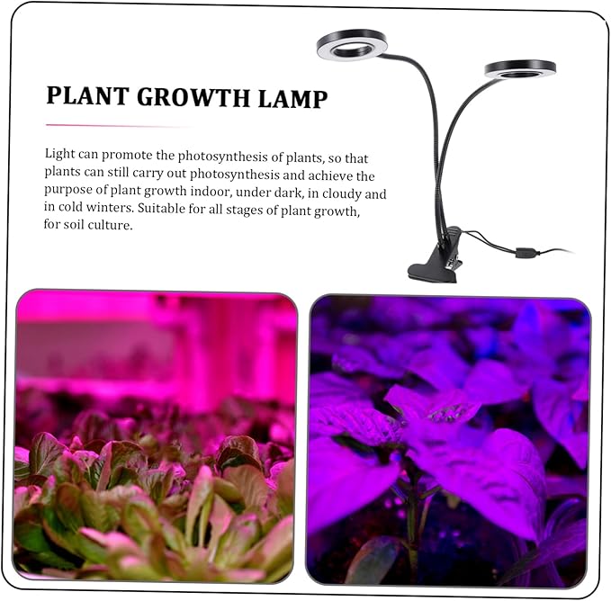 Led Plant Growth Lamp Seed Starting Grow Lights Dual-Head Clamp Light Indoor Greenhouse Lighting