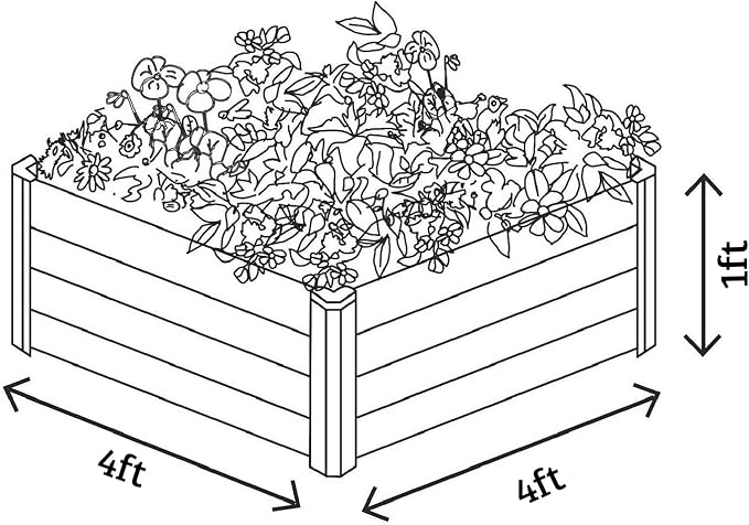 ABSCO Premium Galvanized DIY 4' x 3' Square Garden Bed DIY with Easy Assembly and Superior Drainage Woodland Gray Galvanized Steel Metal Planter Garden Planter Box with 16 Walls for All Plants