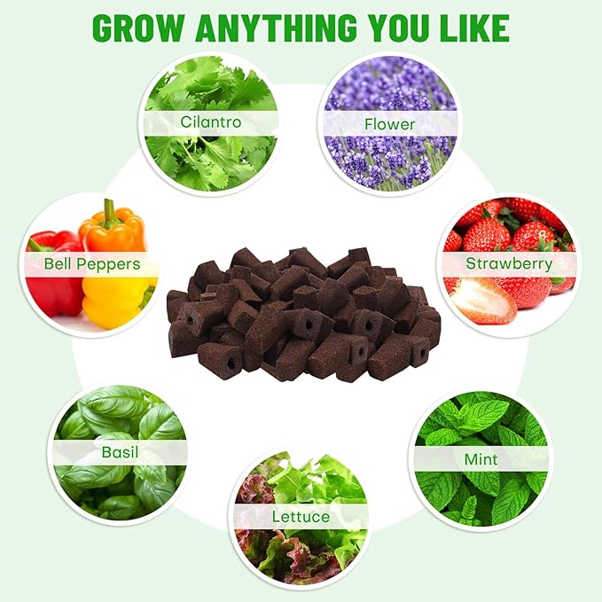 Upgraded Hydroponics Growing System Kit 108 Plant Sites with Grow Sponges 100 Pack