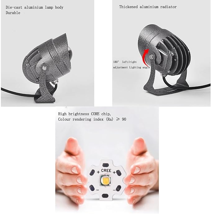 Narrow Beam Spotlight - 10W Long Distance Wall Washer Spotlight IP65 Waterproof Flood Light Outdoor Architectural Lawn LED Landscape Lamp(Yellow)