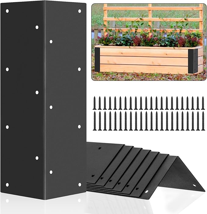 8 Pack Raised Beds Corner Brackets | Raised Garden Bed Brackets with Screws | Suits for Wood Fits 20-24 Bed | 11 x 3 x 3 for Vegetable Planter Garden