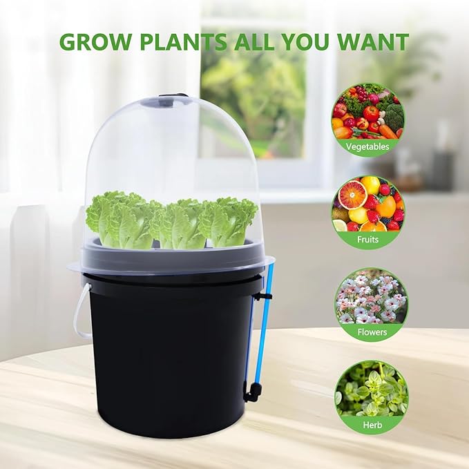 Hydroponics Seedling Cloning System Kit 8 Holes Cloning System Aeroponic Propagation Kit Fog Seedling Box Soilless Hydroponic Equipment for Indoor Outdoor Garden Vegetables
