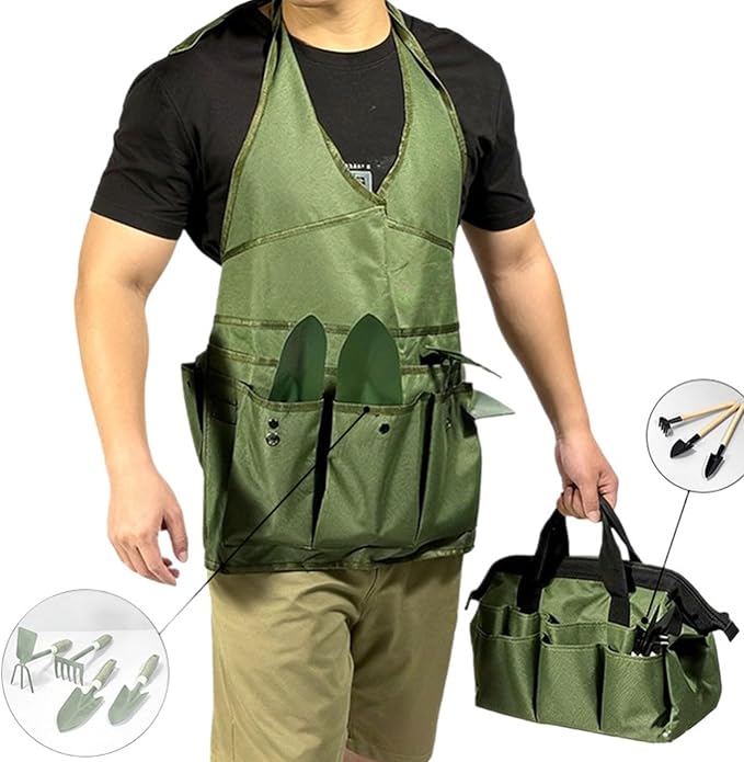 Fockety Garden Tool Set 9 Piece Heavy Duty Gardening Tools Garden Hand Tools Starter Kit with Oxford Storage Bag for Planting Weeding Digging in Home Lawn Farm