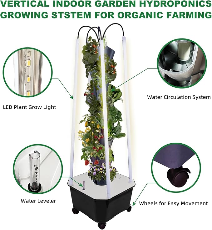 Hydroponic Growing System with Grow Lights Indoor Gardening System Grow Plant Food at Home with 40 Pieces at a time for Fruits Vegetables Herbs and Miniature Greens (No Seedlings Included)