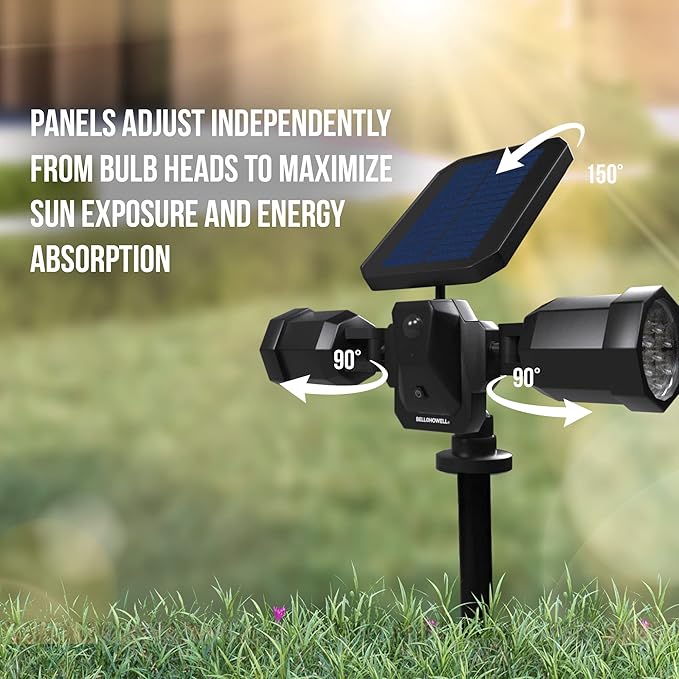 Bell+Howell Bionic Spotlight Duo Solar Lights Outdoor with Motion Sensor 14 LED Lights Super Bright Waterproof Landscape Spotlights for Patio Garden Garage Outdoor Lighting As Seen On TV Set of 2
