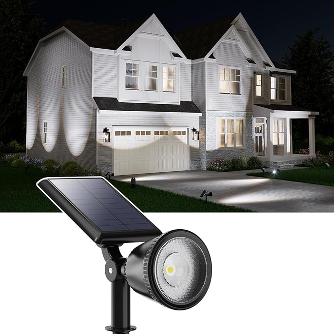 Solar Powered Sunset Spotlight Outdoor Waterproof Spot LED Accent Landscape Uplight for Outside Trees House Flag Sculptures Lawn Wall Yard and Garden Independently Adjustable Light &amp Panel