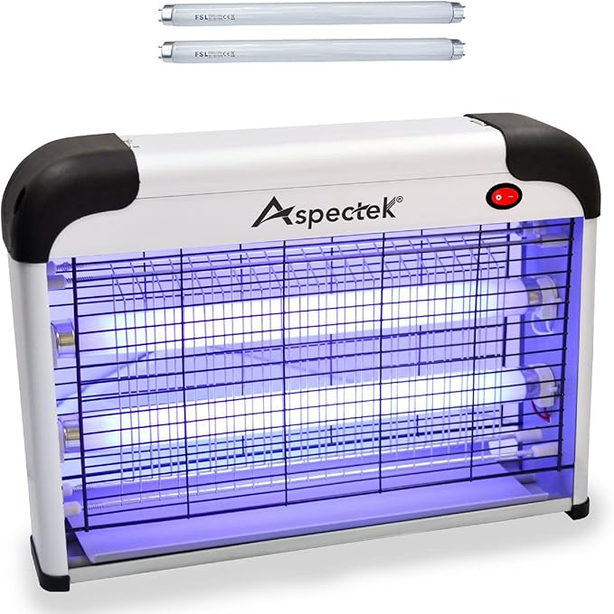 ASPECTEK Insect Killer Bug Zapper Powerful 20W Electronic Indoor Fly Zapper for Mosquito Fungus Gnat Asian Beetle Moth Flying Pests - Indoor Use Includes 2-Pack Replacement Bulbs