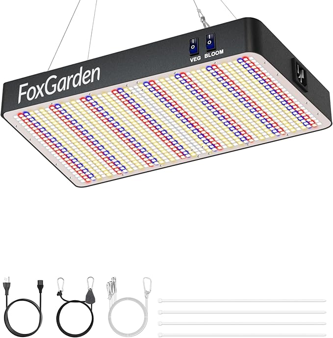 FOXGARDEN 2000W LED Full Spectrum 3×3ft Coverage Grow Light for Indoor Plants 1196PCS LEDs Dual Built-in Fans Daisy Chain Function Veg &amp Bloom Dual Mode