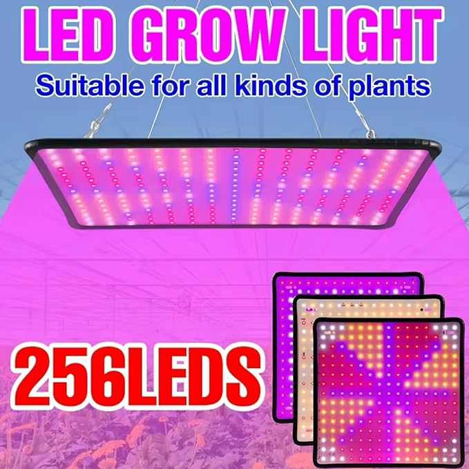 LED Plant Grow Light Full Spectrum Plant Light 256 LEDs Hanging Type Suitable for Tents greenhouses Vegetables seedlings hydroponics Seed Germination Flowers (Style A)