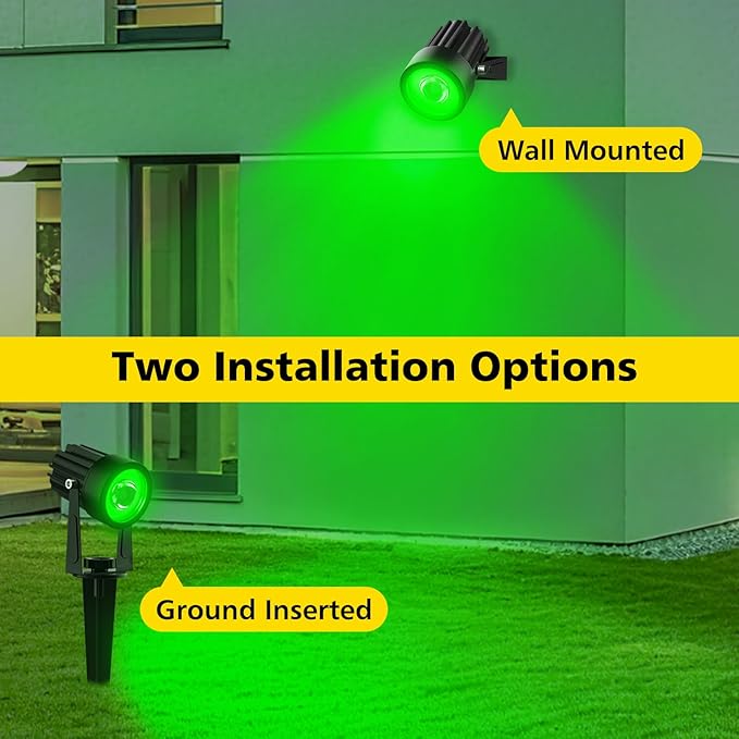 T-SUN Green Solar Spotlights 2-in-1 Outdoor Waterproof Solar Landscape Spotlights for Garden Yard Halloween Christmas Decor(Green)