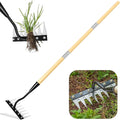 Iron Weeding Rake with Handle 2.0 Upgraded 8 Teeths Garden Weed Puller Tool Heavy Duty Gardening Tool for Lawn Flower Beds &amp Soil Aeration