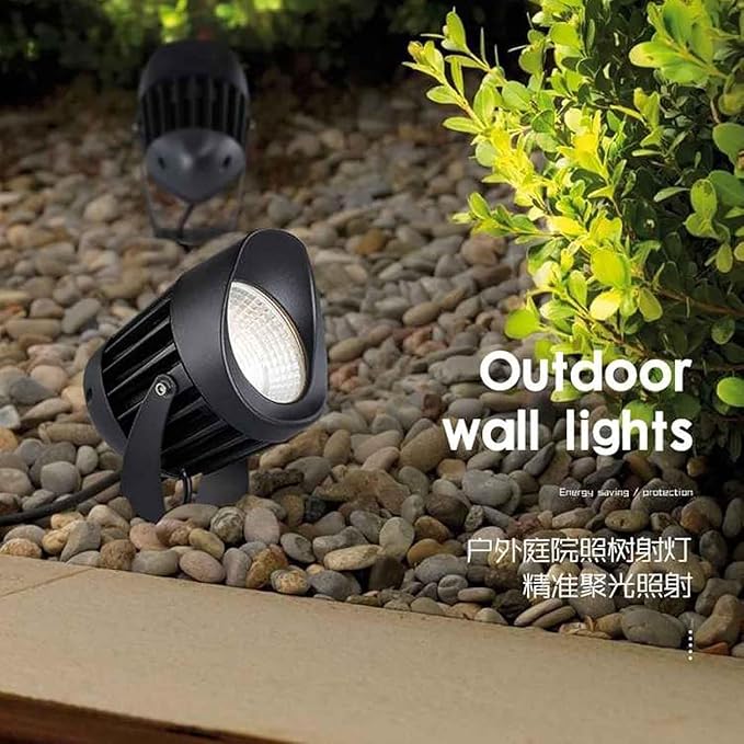 Long Range LED Floodlights - Beam Spotlight COB Round Tree Lights IP66 Waterproof Adjustable Angle for Wall Advertising Building Signs Lawn Landscape Lamp(White10W)